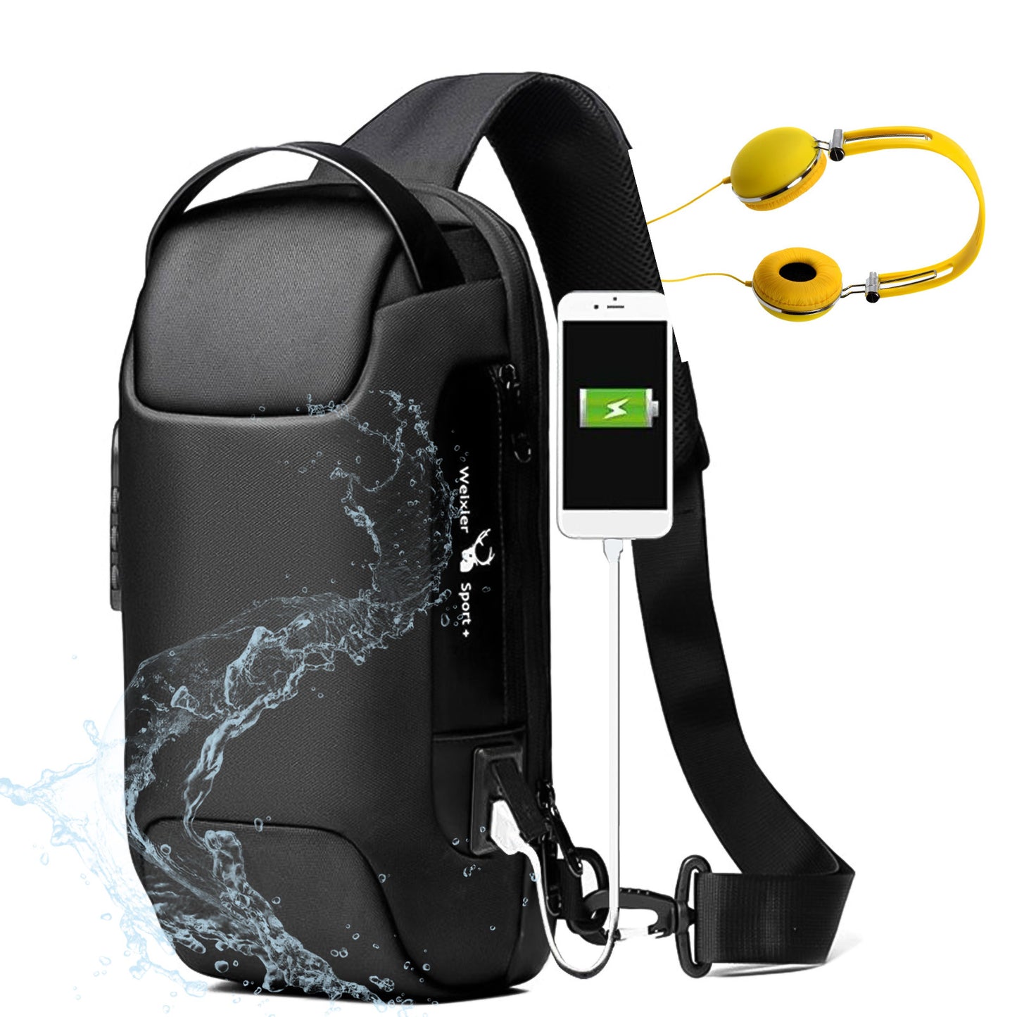Borsa a Spalla Antifurto Impermeabile con USB Multifunzionale